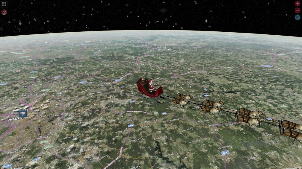 Site do Comando de Defesa Aeroespacial da América do Norte (Norad) simula voo do Papai Noel todo Natal (Foto: Reprodução/Norad)