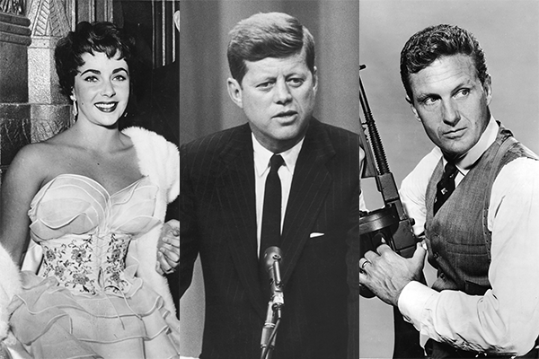 Elizabeth Taylor, John F. Kennedy e Robert Stack (Foto: Getty Images)