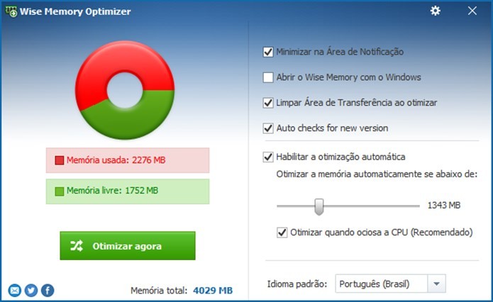 Wize Memory Optimizer é indicado para sistema mais recentes como Windows 8 e 10 (Foto: Reprodução / Dario Coutinho)