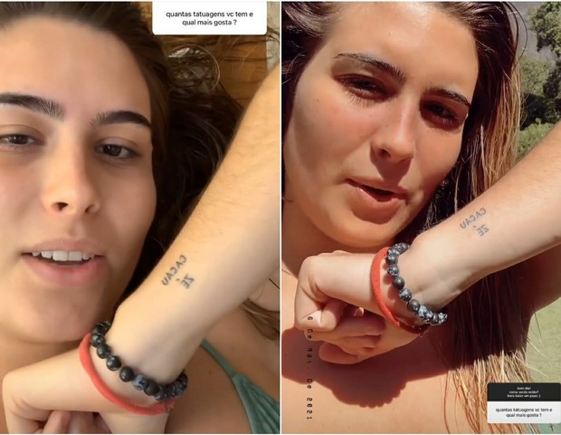 Maria, filha de Cláudia Abre e José Henrique Fonseca, mostra tatuagem em homenagem aos pais (Foto: Reprodução/Instagram)
