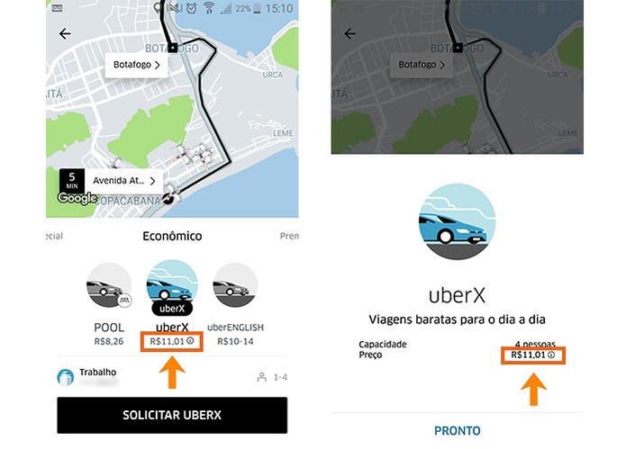Acesse o detalhamento da tarifa no Uber (Foto: Reprodução/Barbara Mannara)