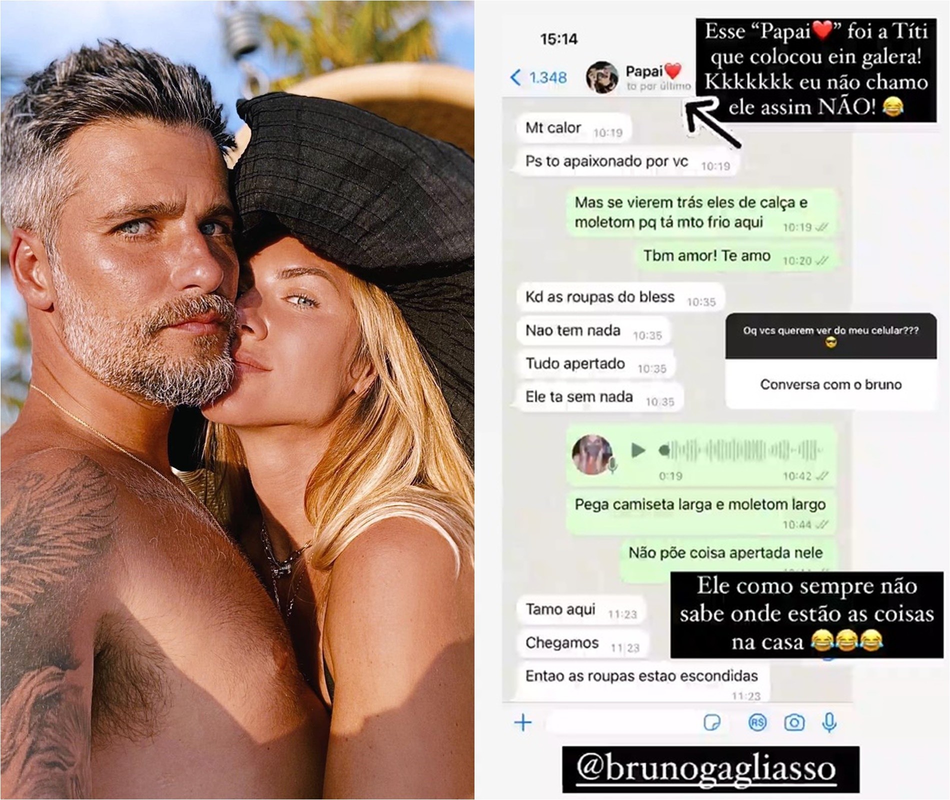 Giovanna Ewbank mostrou conversa com o marido Bruno Gagliasso para seguidores (Foto: Reprodução/Instagram)