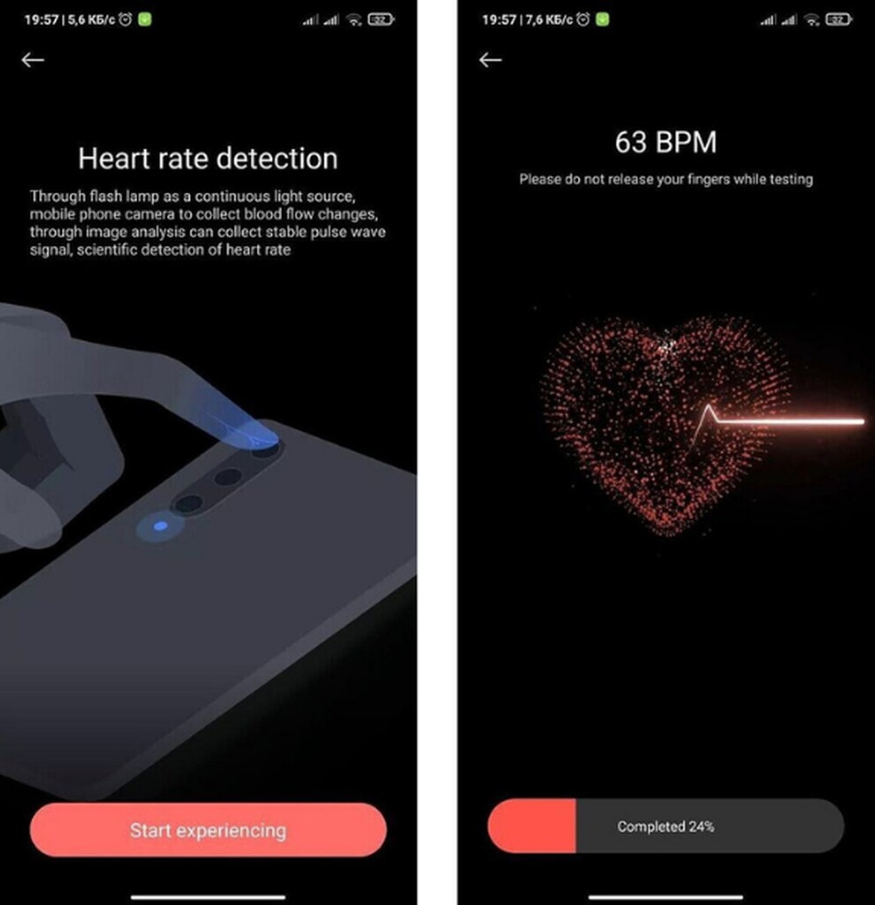 Xiaomi lança novo recurso de rastreamento cardíaco através de câmera de celular — Foto: Reprodução/XDA Developers