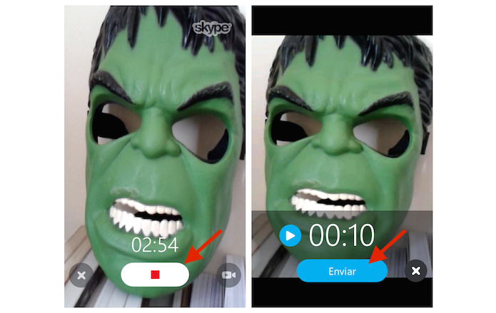Enviando uma mensagem de vídeo no Skype para Android (Foto: Reprodução/Marvin Costa)