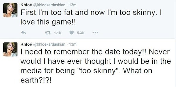 Khloé Kardashian (Foto: Twitter)