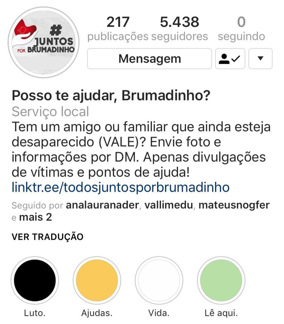 Perfil 'Todos Juntos por Brumadinho' tem fotos de mais de 200 desaparecidos — Foto: Instagram/Reprodução