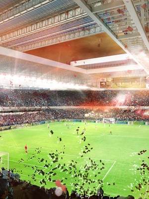 Previsão da Arena da Baixada, do Atlético-PR, após reforma (Foto: Divulgação)
