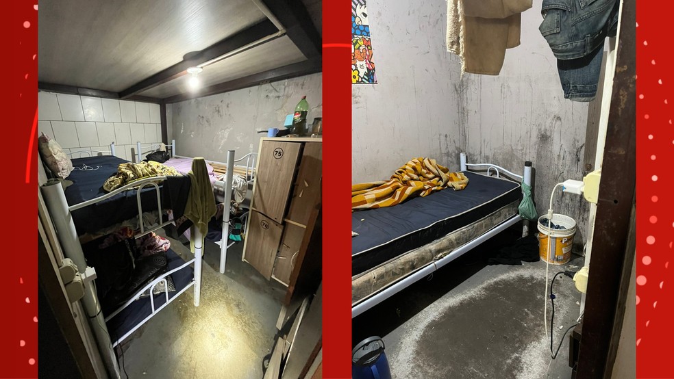Imagens de espaços onde eram mantidos os trabalhadores em Bento Gonçalves — Foto: Polícia Rodoviária Federal/Divulgação