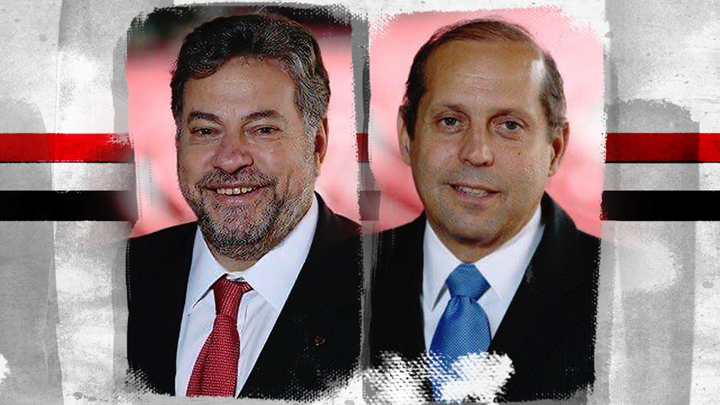 Julio Casares e Roberto Natel, candidatos à presidência do São Paulo — Foto: Editoria de arte