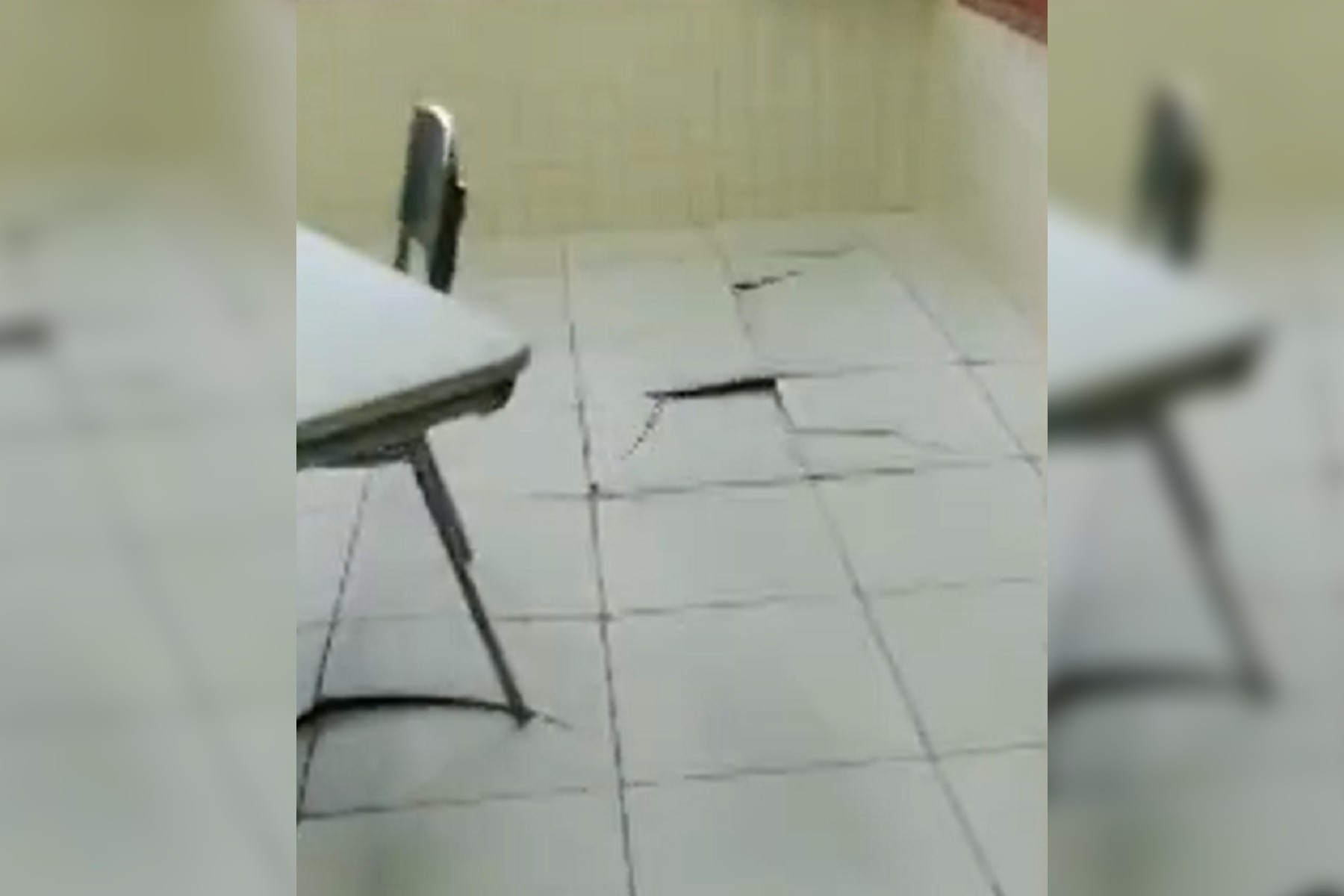 Alunos têm aula em refeitório depois piso de sala de aula estufar e se soltar em escola estadual do Paraná