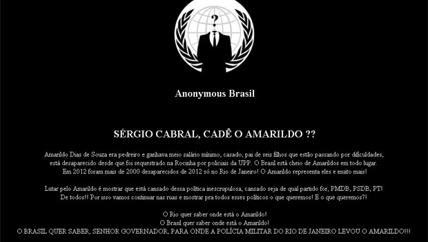 Anonymous Brasil - PMDB (Foto: Reprodução)
