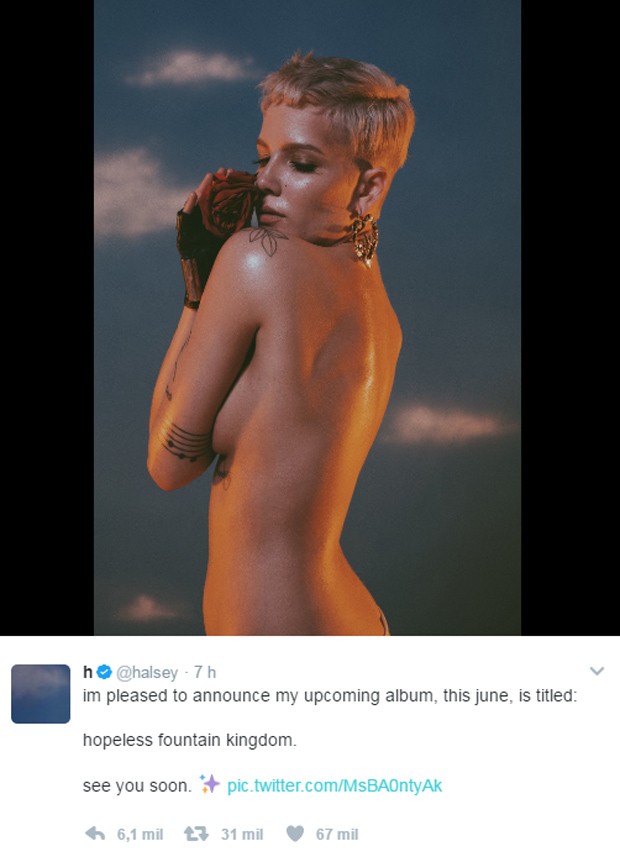 Halsey anuncia novo álbum no Twitter (Foto: Reprodução)