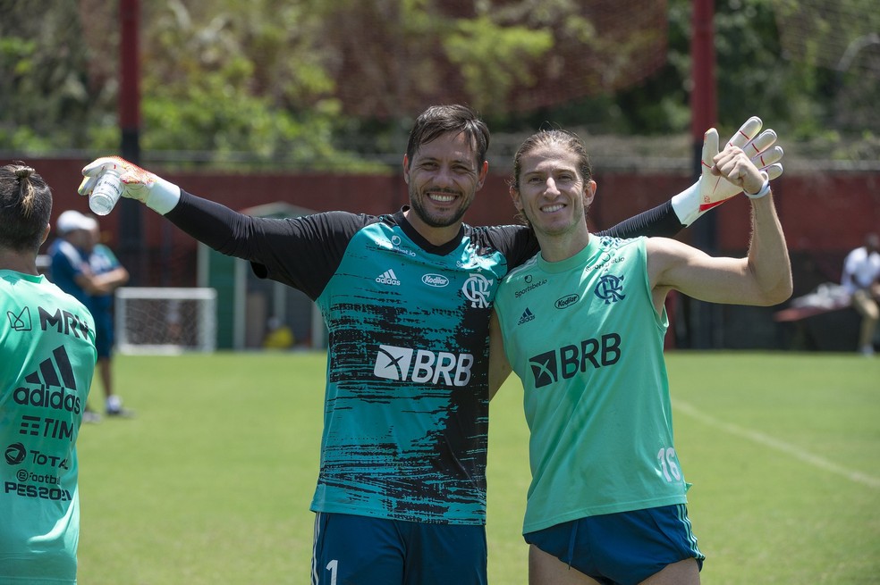 Diego Alves Filipe Luis Flamengo — Foto: Alexandre Vidal / Flamengo