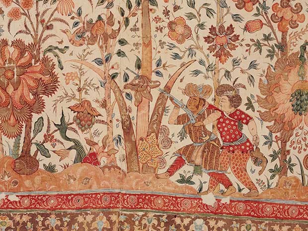 A floor spread, circa 1630, painted and dyed cotton, Coromandel Coast  (Foto: Fabric of India Victoria & Albert Museum)
