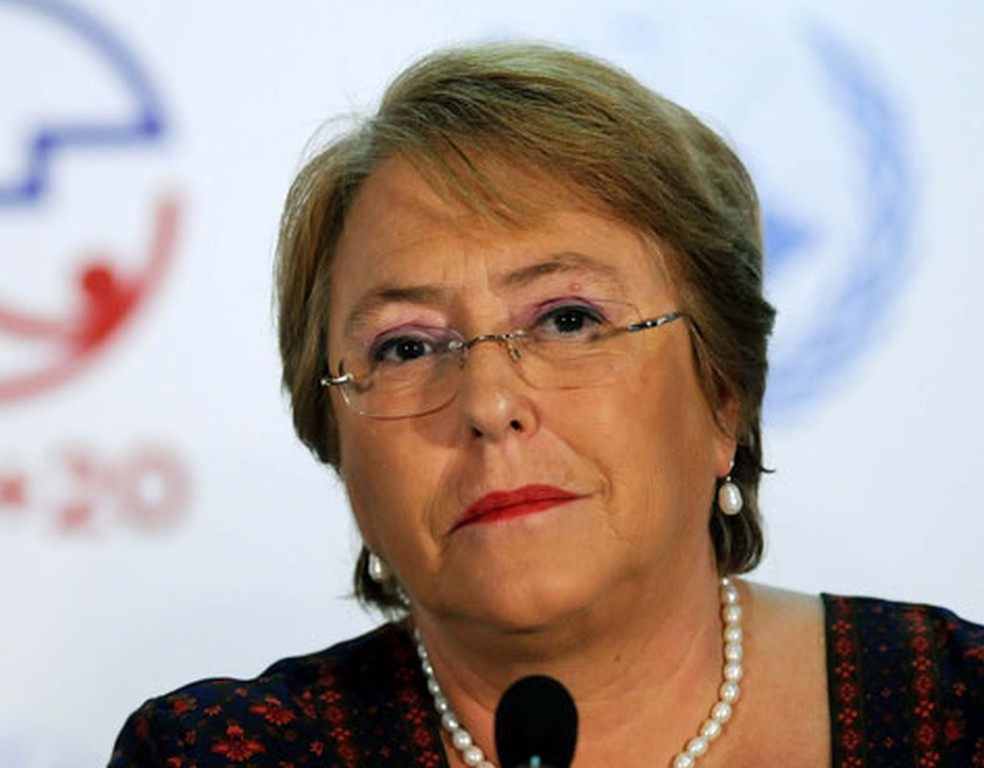 A direitora da ONU Mulheres  e ex-presidente chinela, Michelle Bachelet em entrevista coletiva no Riocentro, nesta segunda (18) (Foto: Alexandre Durão/G1)