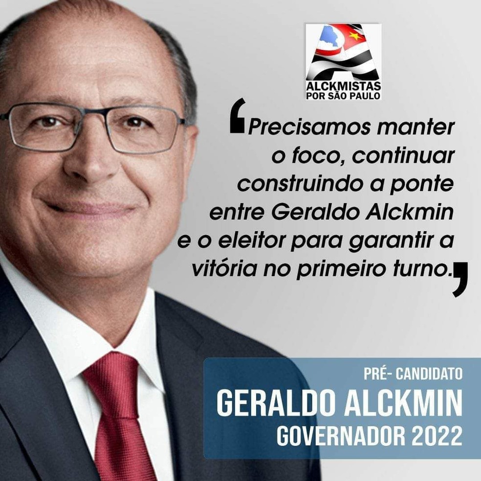 Imagem de pré-candidatura de Alckmin enviada por Kassab via WhatsApp — Foto: Reprodução