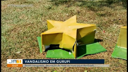 Vandalismo em Gurupi: decoração de Natal do município é danificada