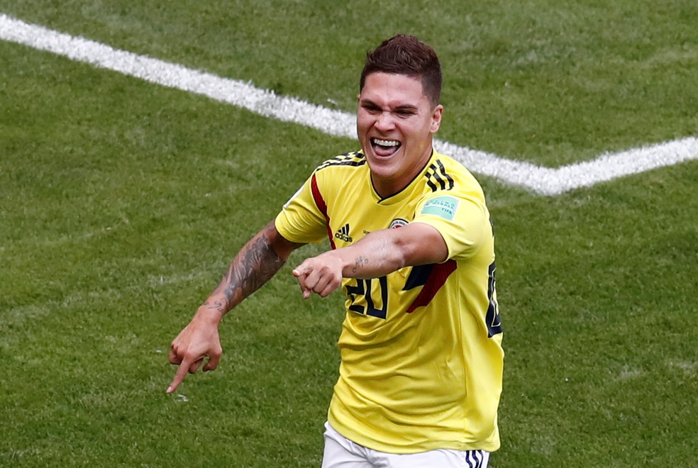 Quintero comemora gol contra o Jap&atilde;o na Copa de 2018 &mdash; Foto: Reuters