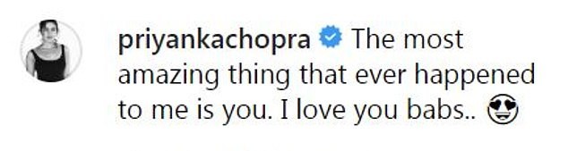 A resposta de Priyanka Chopra para a declaração de amor feita pelo marido Nick Jonas no dia em que eles celebraram um ano de relacionaento (Foto: Instagram)