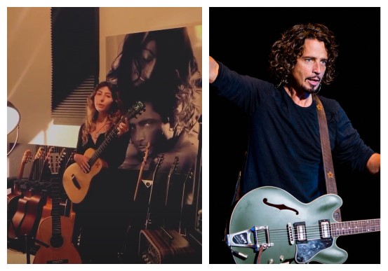 A filha do músico Chris Cornell no estúdio deixado pelo pai (Foto: Instagram/Getty Images)