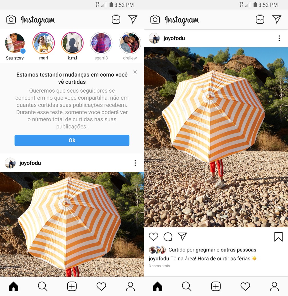 Instagram removerá contagem de curtidas no feed. - Foto: Divulgação/Instagram