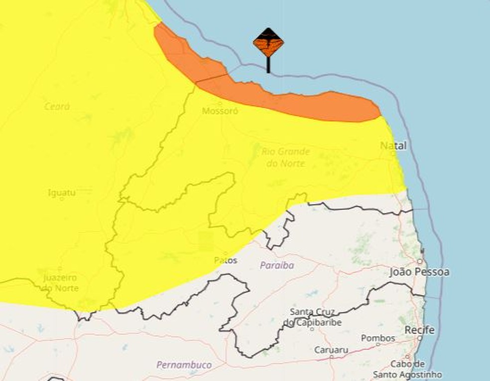 Avisos de chuvas intensas atingem praticamente todo o RN  — Foto: Divulgação 