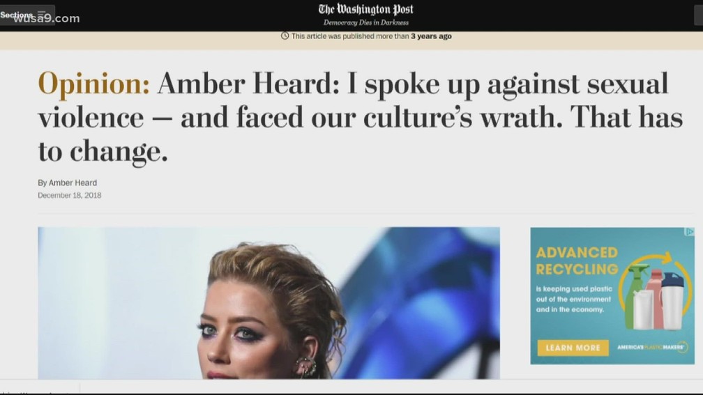 Carta aberta de Amber Heard no The Washington Post — Foto: Reprodução/Washington Post