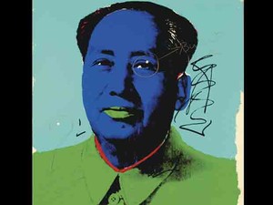 Quadro de Mao Tsé-Tung pintado por Andy Warhol também será leiloado. Peça tem dois furos de bala de revólver provocados pelo próprio Hopper em uma noite de bebedeira. Em vez de se irritar, arista circulou os furos em sua tela e deu coautoria ao astro de ' (Foto: AP)