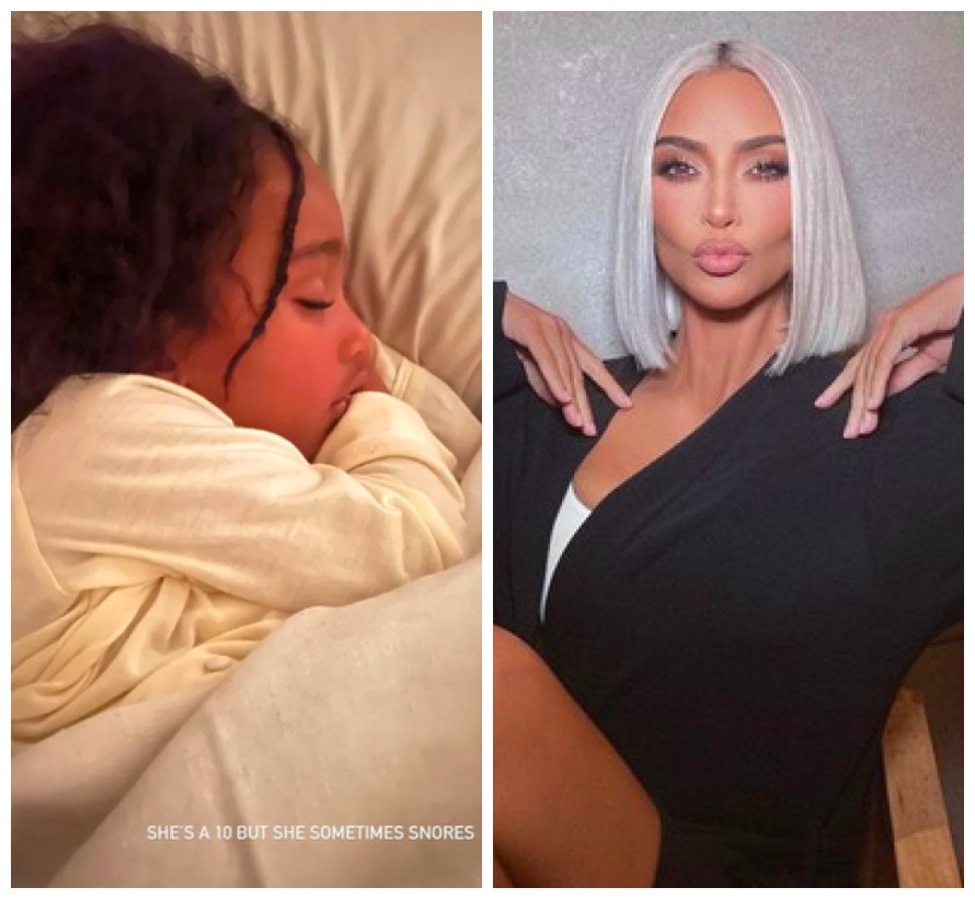 O post da socialite Kim Kardashian fazendo piada com o ronco da filha de 4 anos (Foto: Instagram)