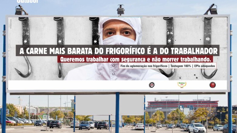 Campanha contra Covid em frigoríficos (Foto: CNTA/Divulgação)