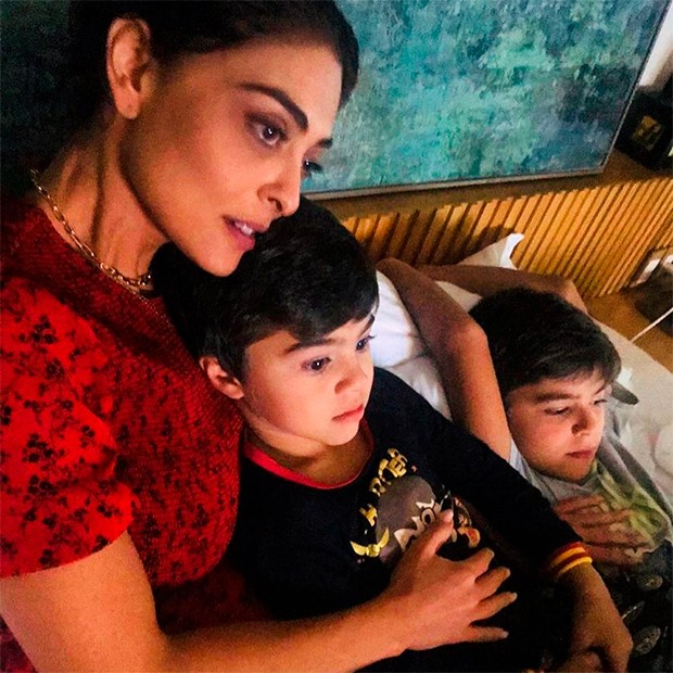 Juliana Paes com os filhos Antônio e Pedro (Foto: Reprodução/Instagram)