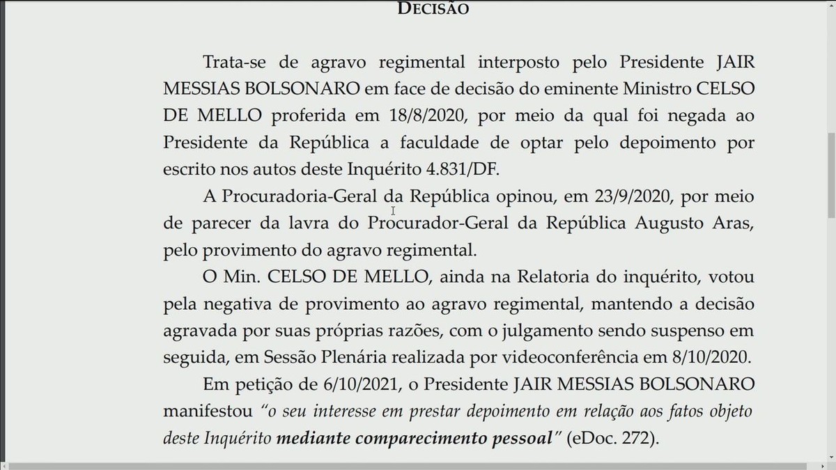 Ministro Alexandre de Moraes manda PF tomar depoimento de Bolsonaro em até 30 dias