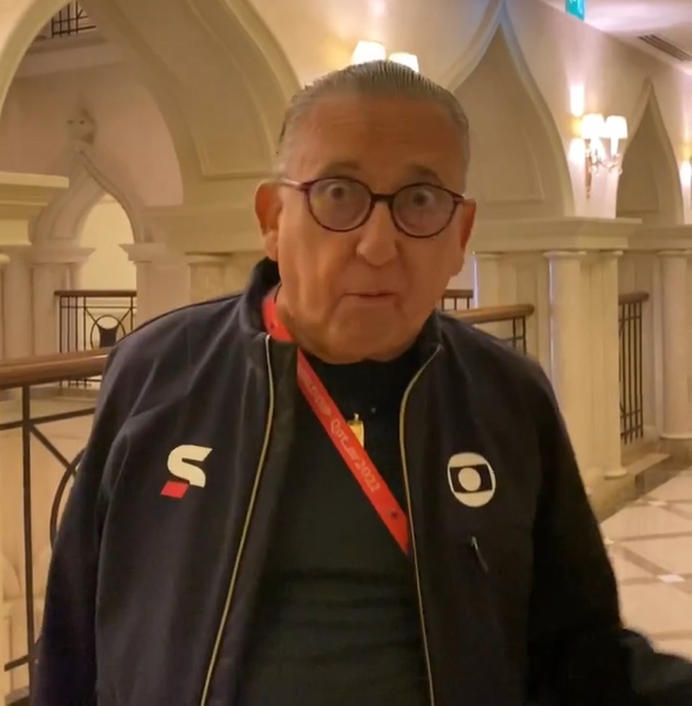 Galvão Bueno no hotel antes de Argentina x França, final da Copa do Mundo — Foto: Reprodução / Instagram