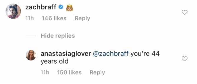 A crítica feita por uma seguidora de Florence Pugh ao relacionamento dela com o ator e diretor Zach Braff (Foto: Instagram)