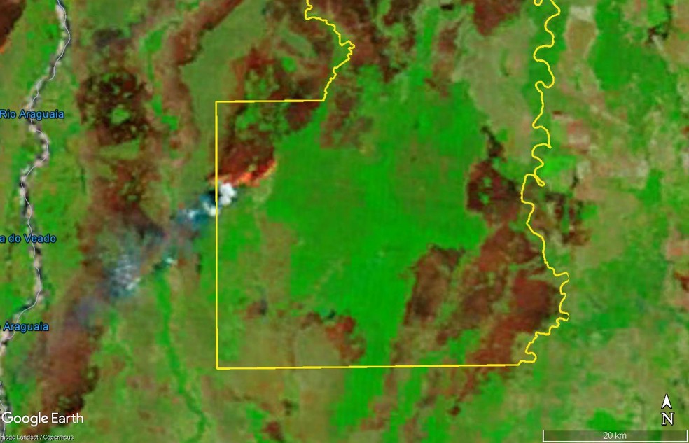 Imagens aereas mostram área quiemada no Mata do Mamão (Foto: Instituto Chico Mendes de Conservação da Biodiversidade )