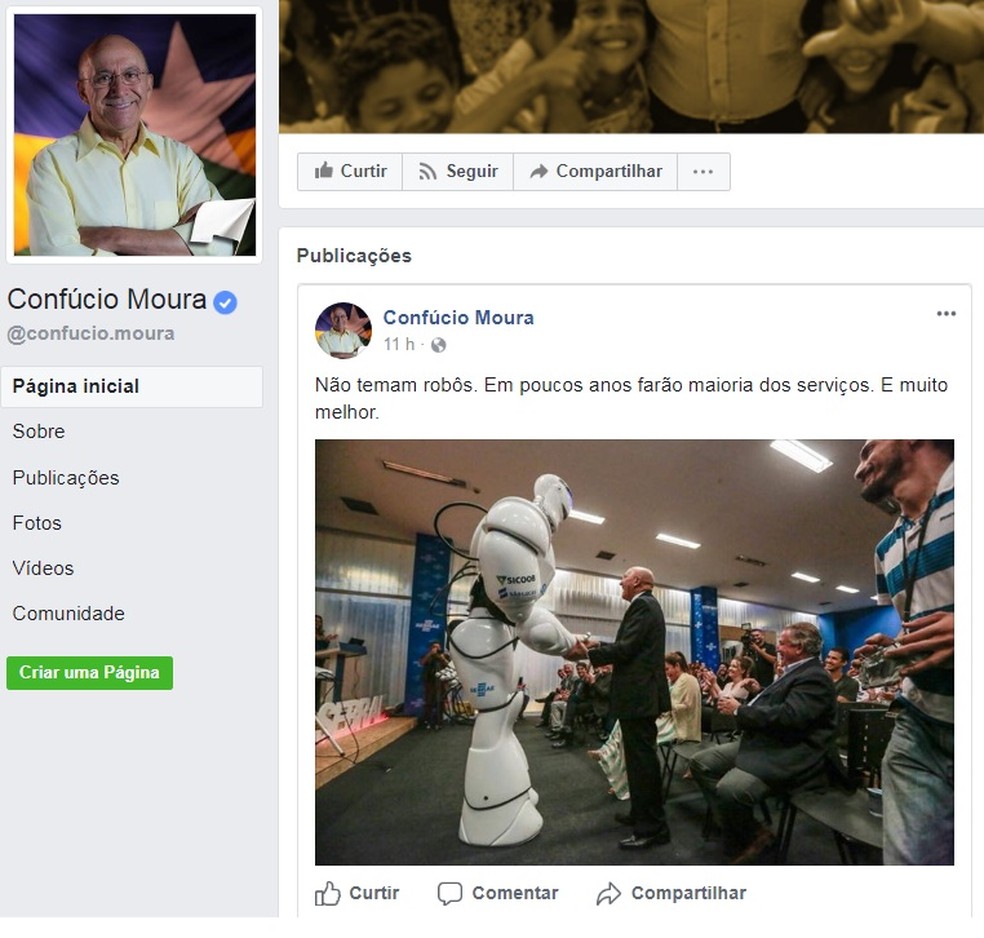 Postagem de Confúcio Moura foi feito nesta segunda, 13 (Foto: Reprodução)