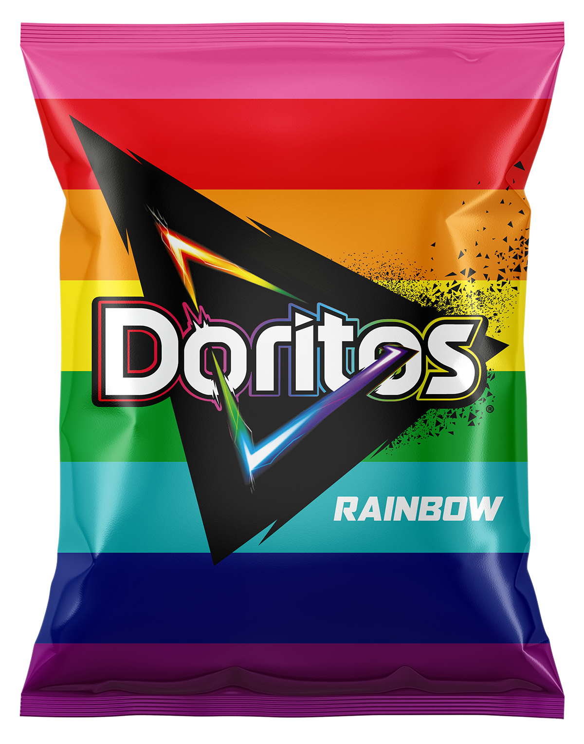 Embalagem e snack ganham as cores do arco-íris, símbolo da luta LGBTQIA+ (Foto: Divulgação)