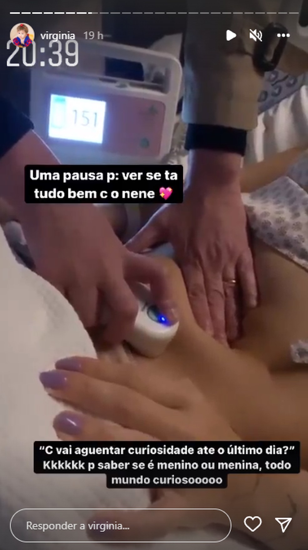 Artista Virgínia Fonseca fez exame para acompanhar sua gestação durante gravidez — Foto: Reprodução/Instagram