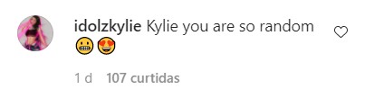 'Kylie, você é tão aleatória' (Foto: Reprodução/Instagram)
