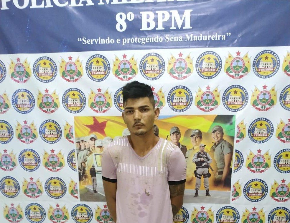 Jairo da Silva Almeida foi preso no bairro Vitória em Sena Madureira — Foto: Divulgação Polícia Civil/AC