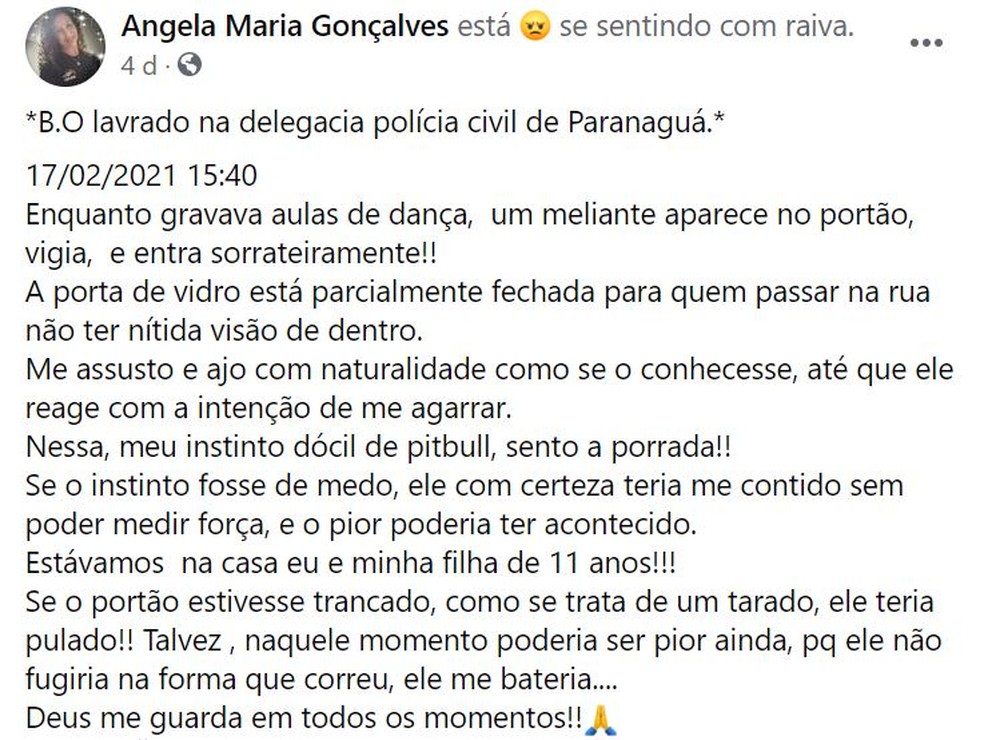 Vítima postou vídeo nas redes sociais, em Paranaguá — Foto: Reprodução/Facebook