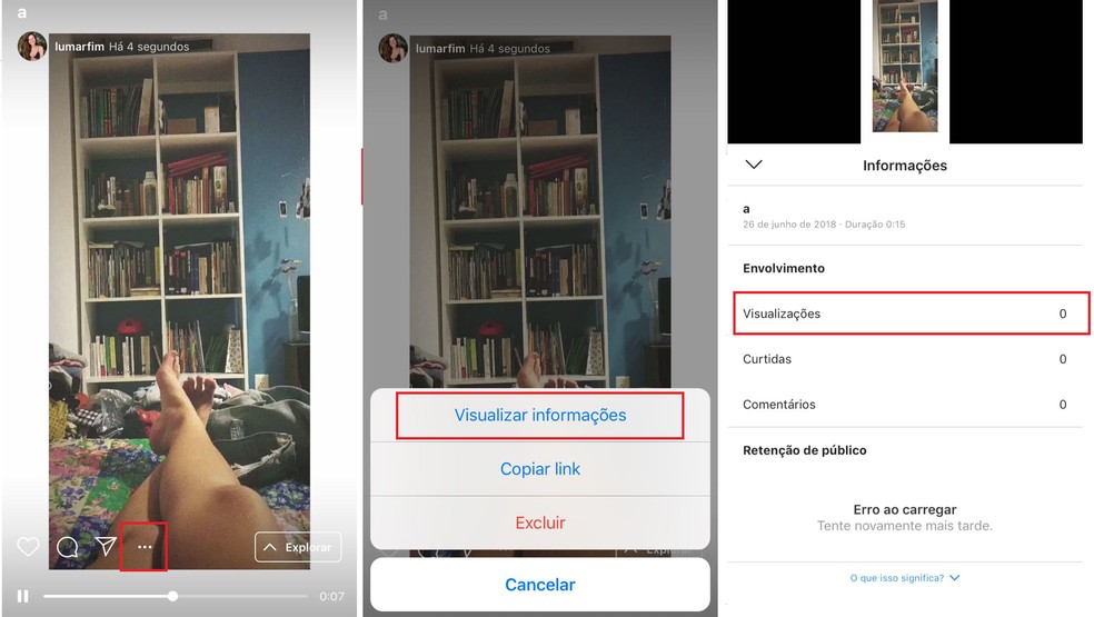 Impressões de um vídeo no IGTV do Instagram — Foto: Reprodução/Luana Marfim