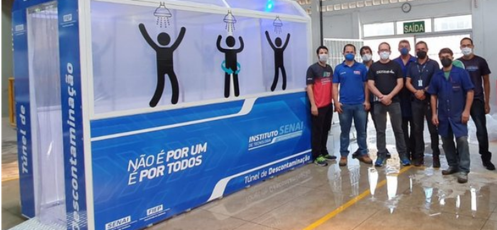 'Túnel de descontaminação' foi desenvolvido por equipe do Senai, em Campina Grande — Foto: Senai-PB/Divulgação