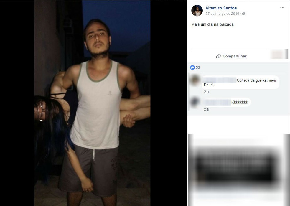 Altamiro aparece carregando a namorada em foto publicada em rede social (Foto: Reprodução/Instagram)