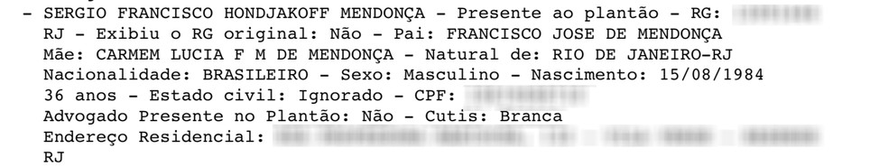 Boletim De Ocorrência Lista Sérgio Hondjakoff Entre Os Pacientes Que Estavam Na Clínica — Foto: Reprodução 