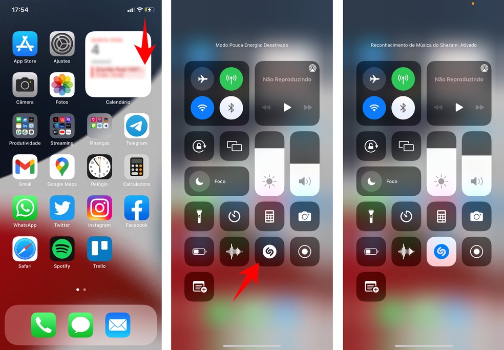 Usuários de iPhone podem adicionar atalho do Shazam na Central de Controle para reconhecer músicas facilmente — Foto: Reprodução/Rodrigo Fernandes