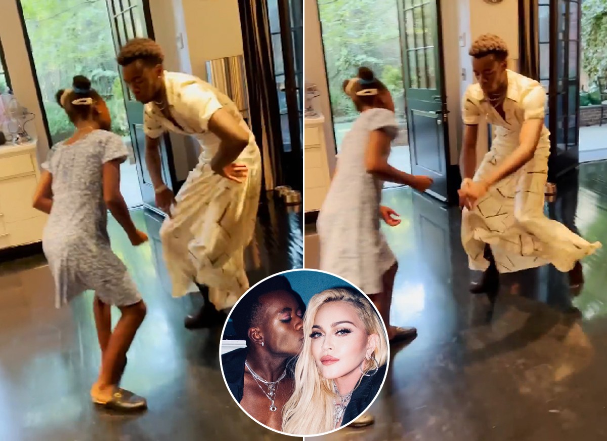 David Banda e Estere, filhos de Madonna, dançam na cozinha (Foto: Reprodução / Instagram)