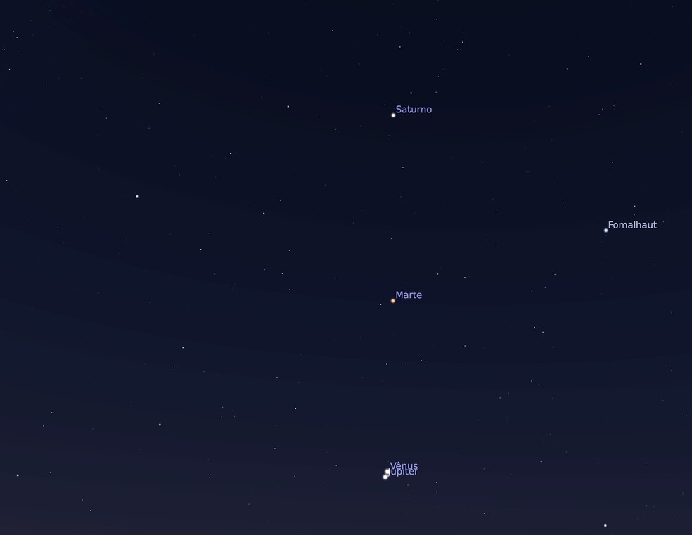 Configuração do céu na noite de sábado (30) — Foto: Observatório Nacional