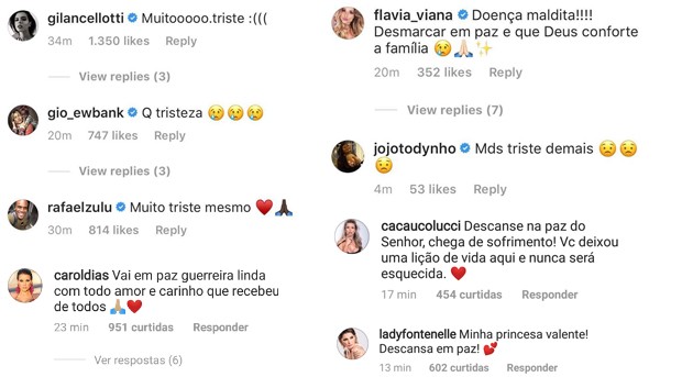 Comentários de famosos (Foto: Reprodução/Instagram)