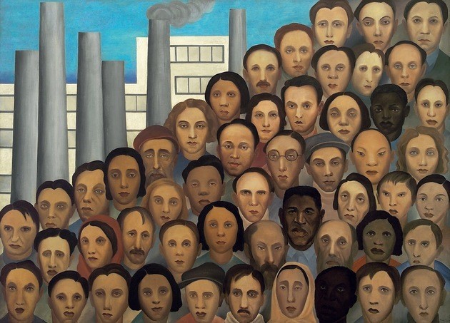 Operários, pintado por Tarsila do Amaral em 1933, é uma obra da fase Social da pintora (Foto: Wikimedia Commons)
